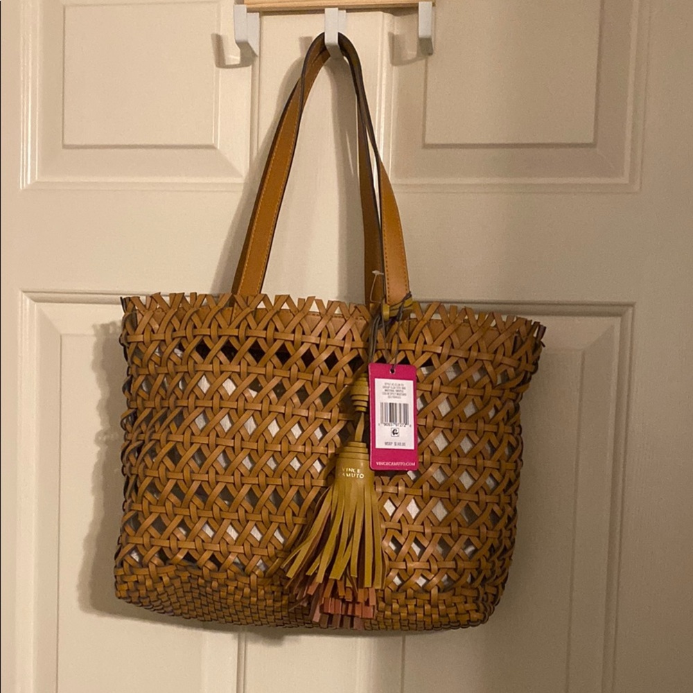 Vince Camuto Brown Woven Tote Bag